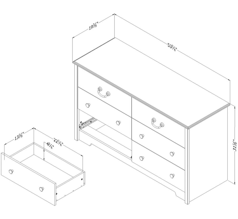 South Shore Aviron Kids 6-Drawer Double Dresser/Chest, Blueberry