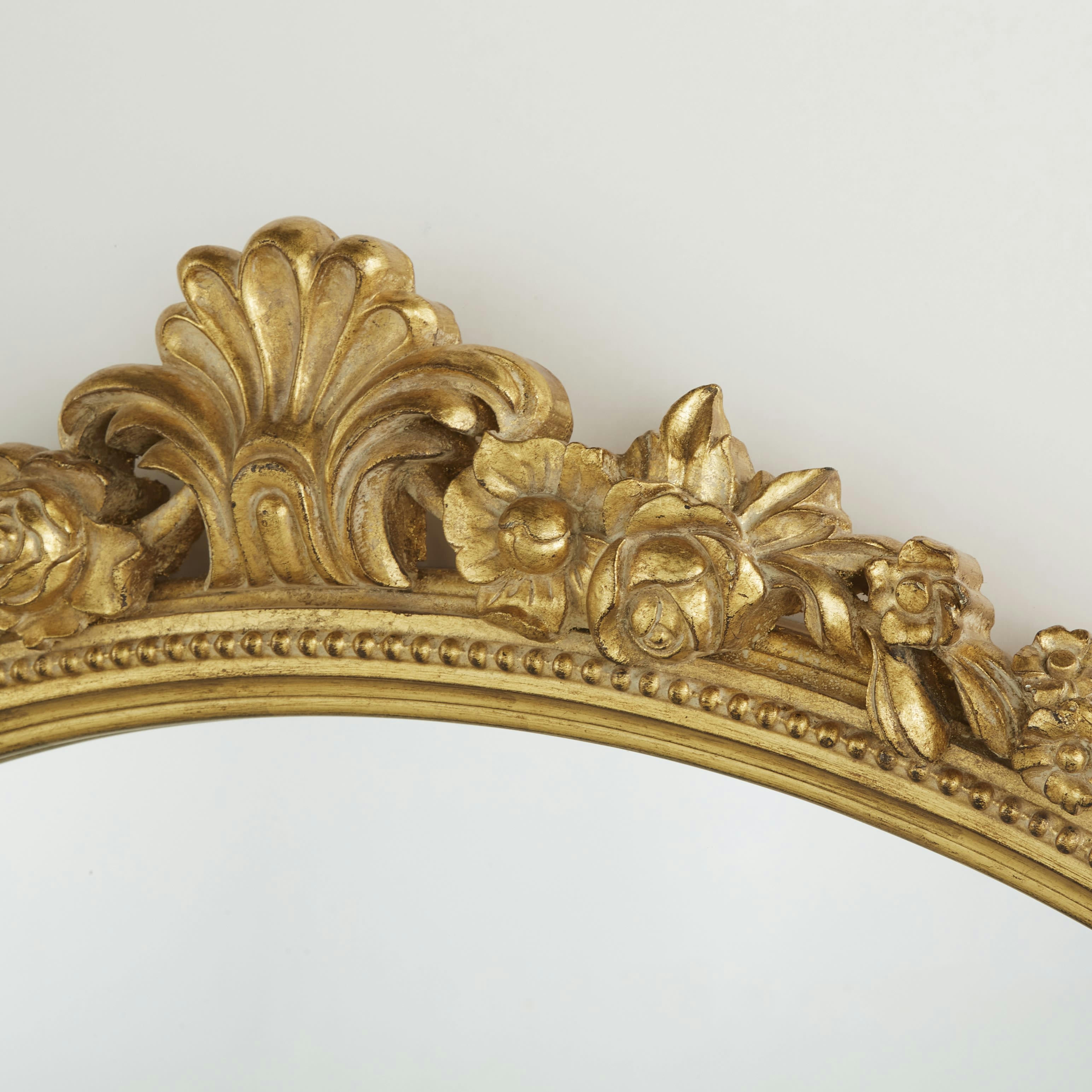 OMERA - Miroir rond à moulures dorées 110x120