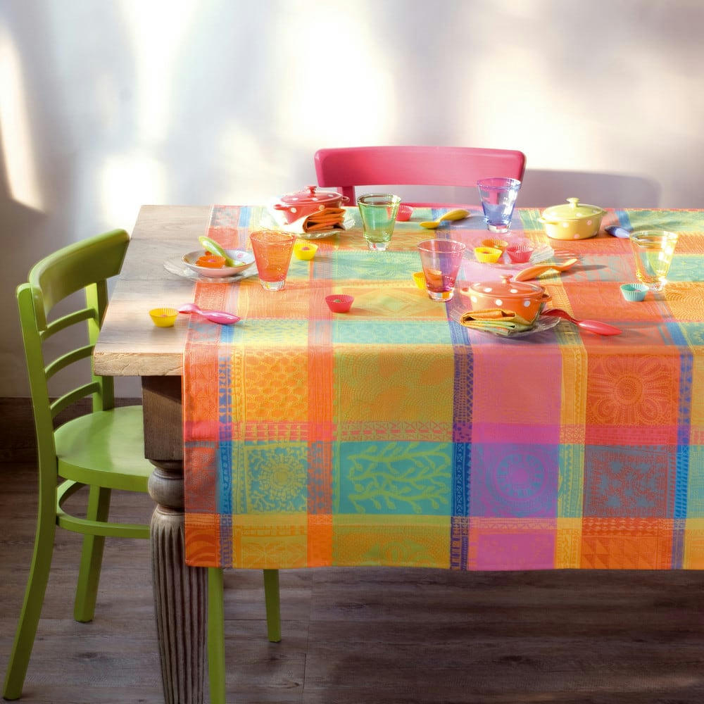 MILLE WAX CREOLE - Nappe  pur coton orange 180X300