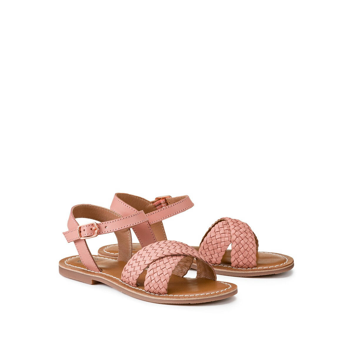 Sandales tressées cuir à brides
