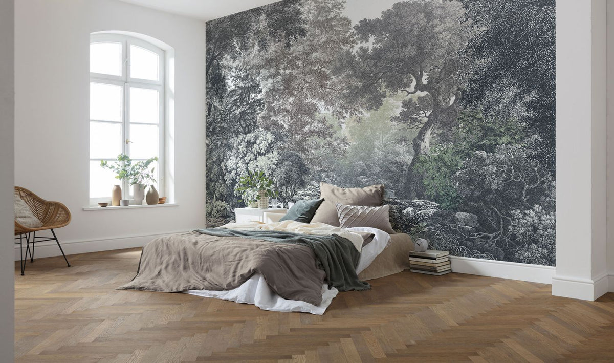 Sanders & Sanders fotobehang sprookjesbos grijs en groen - 400 x 280 cm - 612460