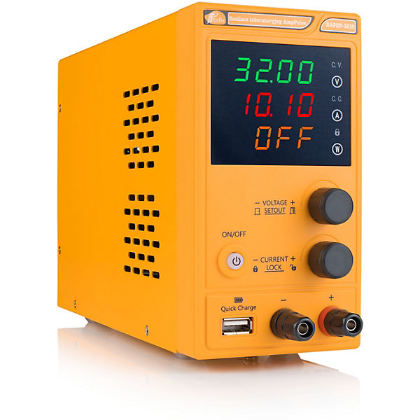 Alimentation de Laboratoire AmpPulse RAPEP-3210 - 32V 10A, Haute Précision, écran LCD, USB QC, Sécurité ROSFIX