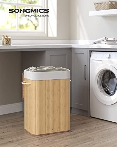 Bamboo Kosz Na Pranie XL, Składany z Wyjmowaną Podszewką
