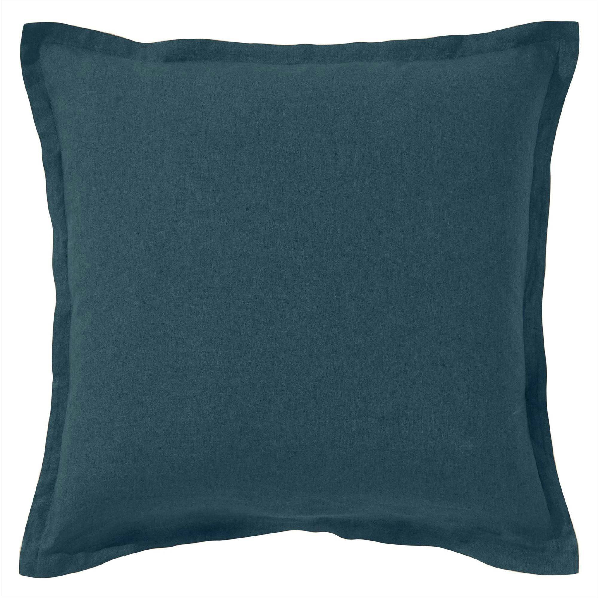 GAMME UNIE LIN PRÉLAVÉ - Taie volant 63x63 bleu orage en lin