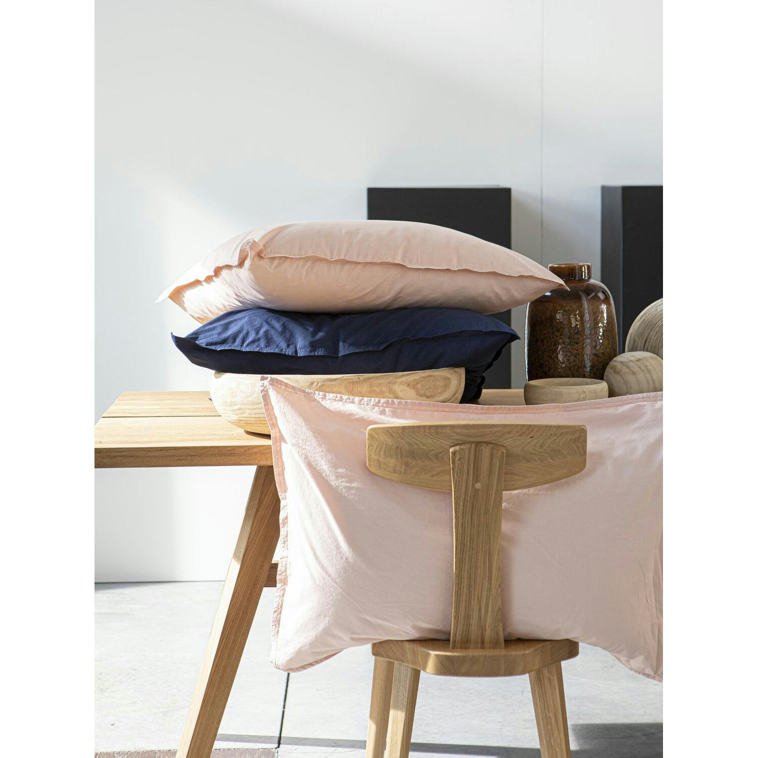 BLEU - Taie d'oreiller percale de coton bleu 65x65 cm