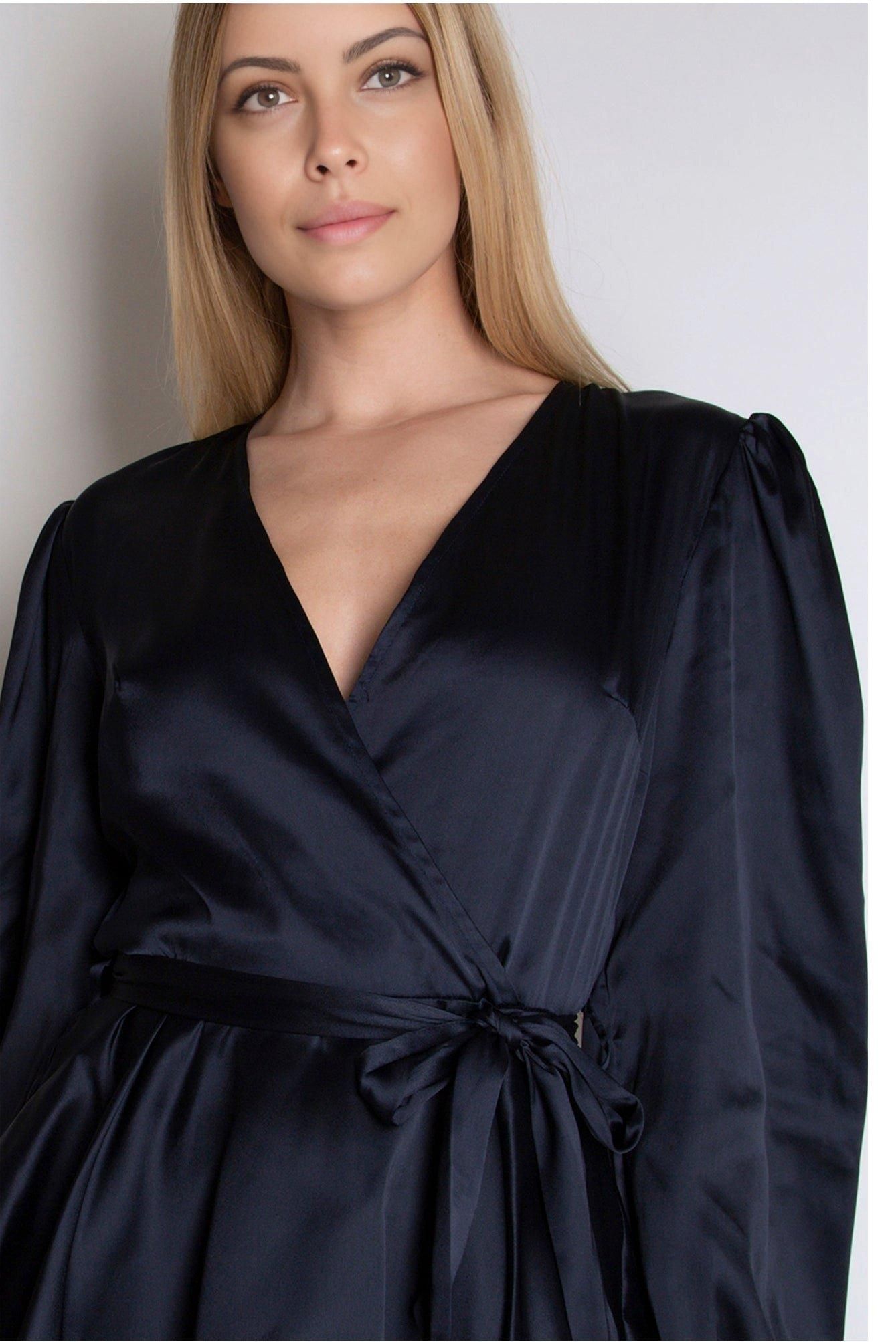 Cutie London Full Sleeve Satin Dress with Ruffle Details