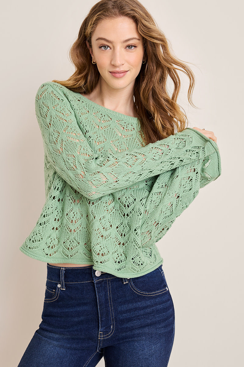 Mindy Pointelle Pullover Sweater