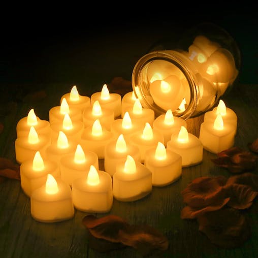 NNEOBA 24-Pack Heart LED Tea Lights