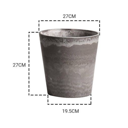 SOGA 2X 27cm Rock Grey Round Resin Plant Flower Pot in Cement Pattern Planter Cachepot for Indoor Home Office