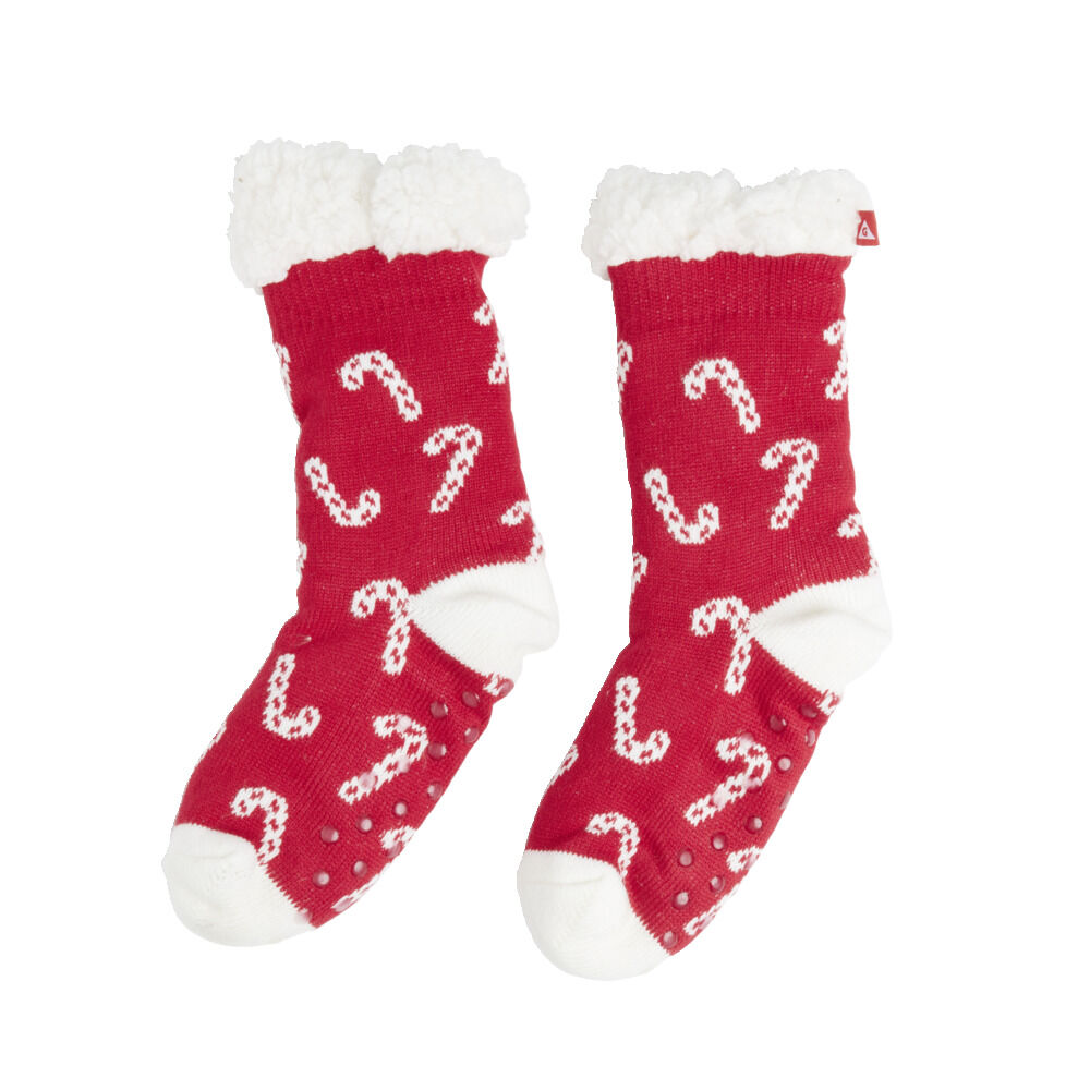 Chaussettes No&euml;l mixte motif sucre d'orge rouges et blanches T36 à 45