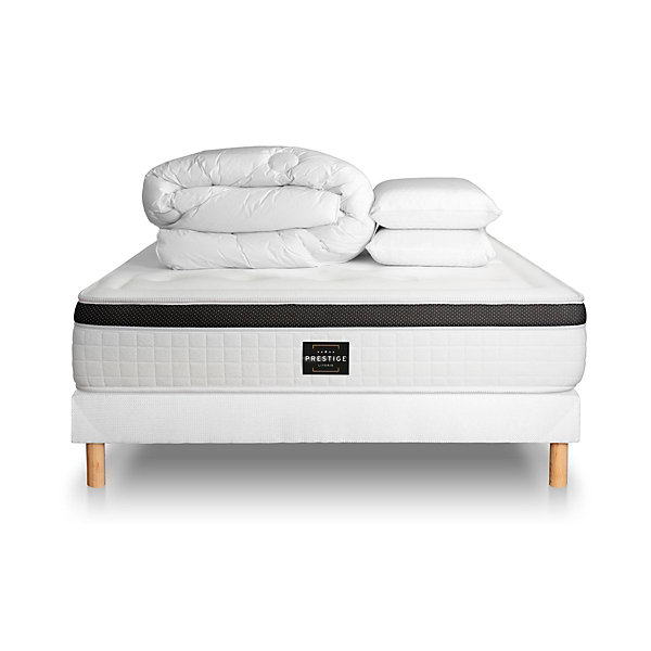 Pack sommier tapissier matelasMémoire de forme avec couette et oreillers