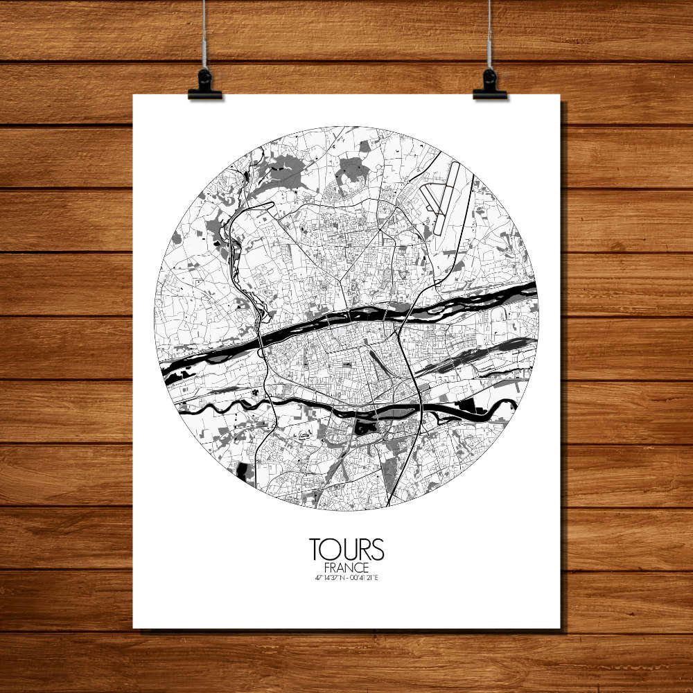 - Affiche Tours Carte ronde 40x50