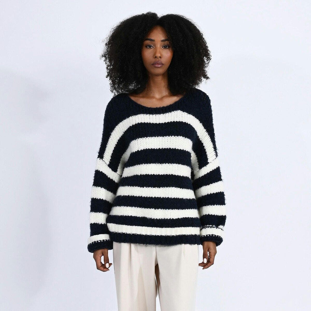 Pull marinière col rond coupe ample