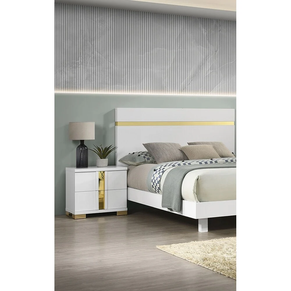 Charming Nightstand with Stylish Metal Legs and Practical Drawers for Bedroom
