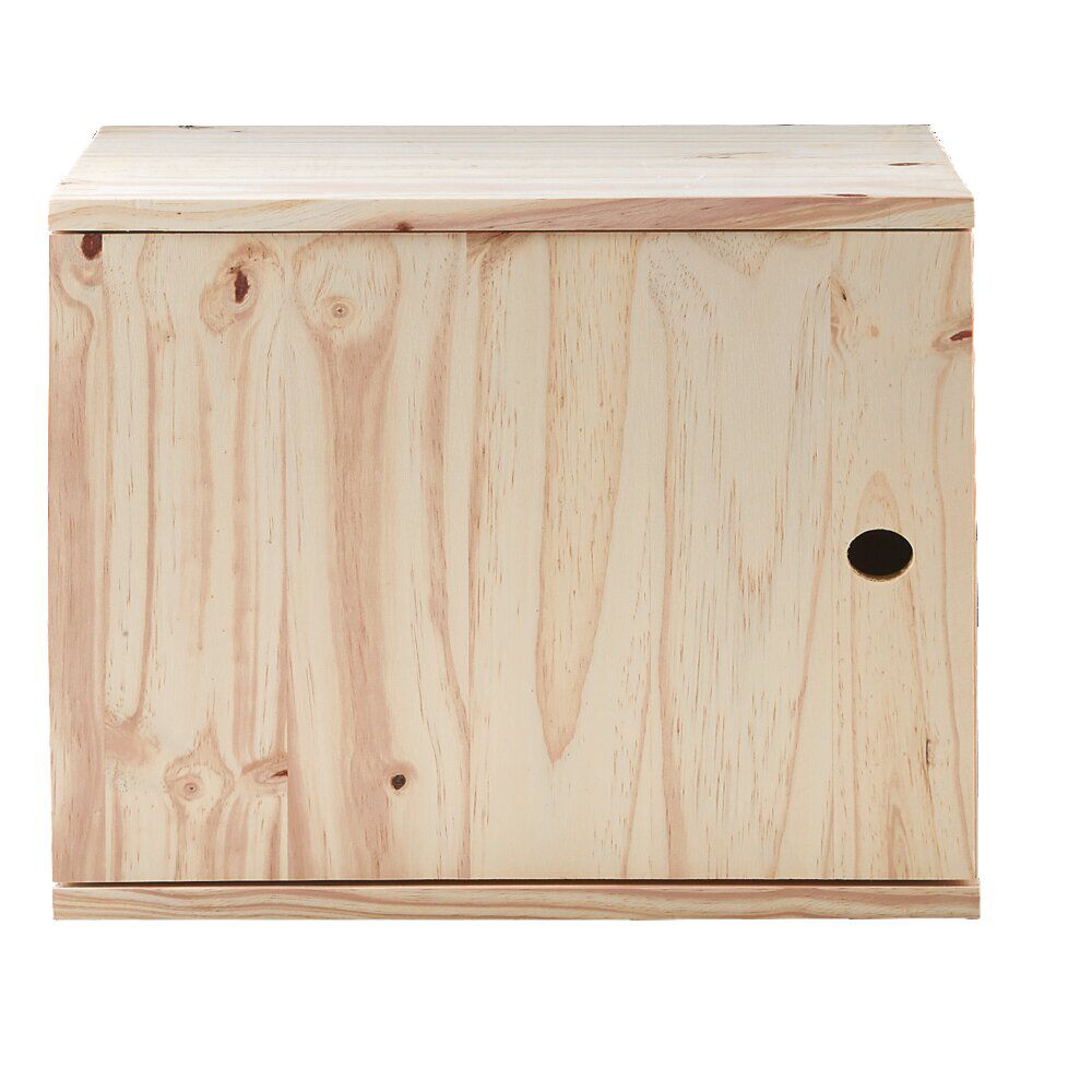 Cube de rangement 1 porte pin naturel