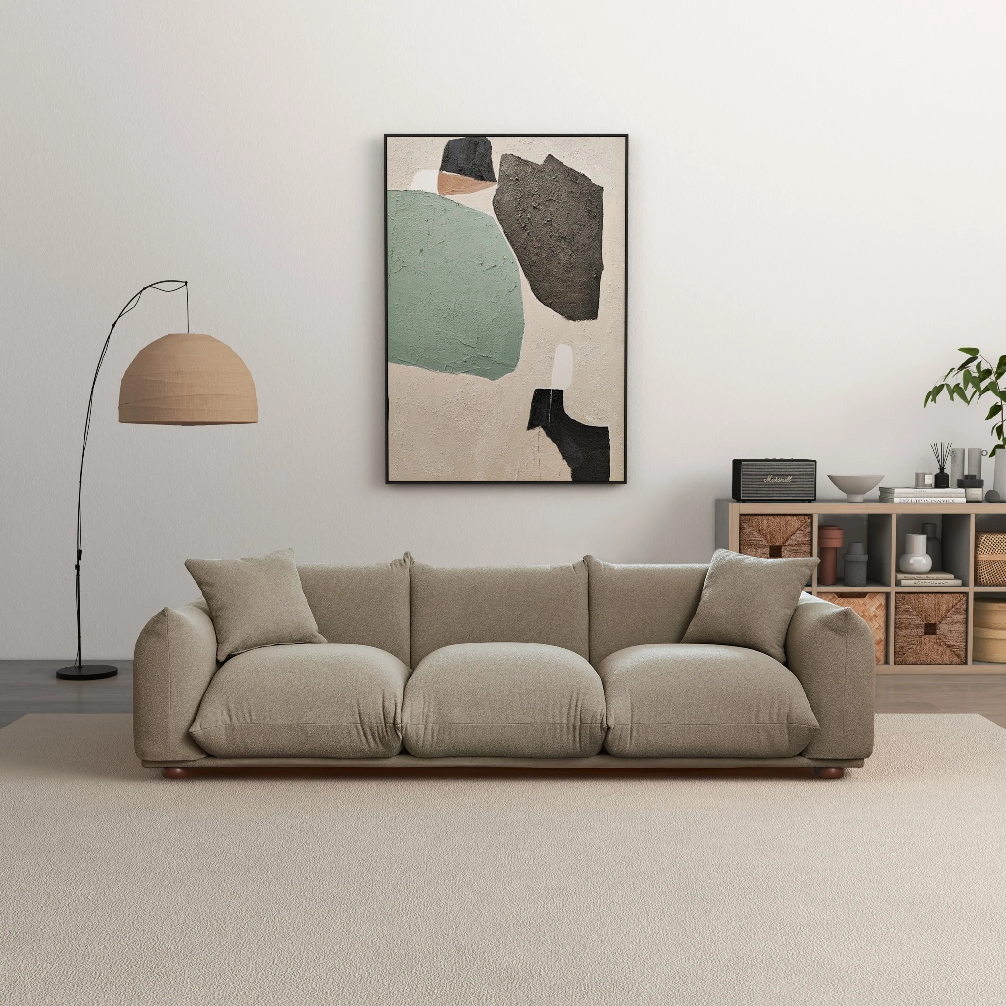 Arten Mid-Century Modern Luxury Boucle/Velvet Couch