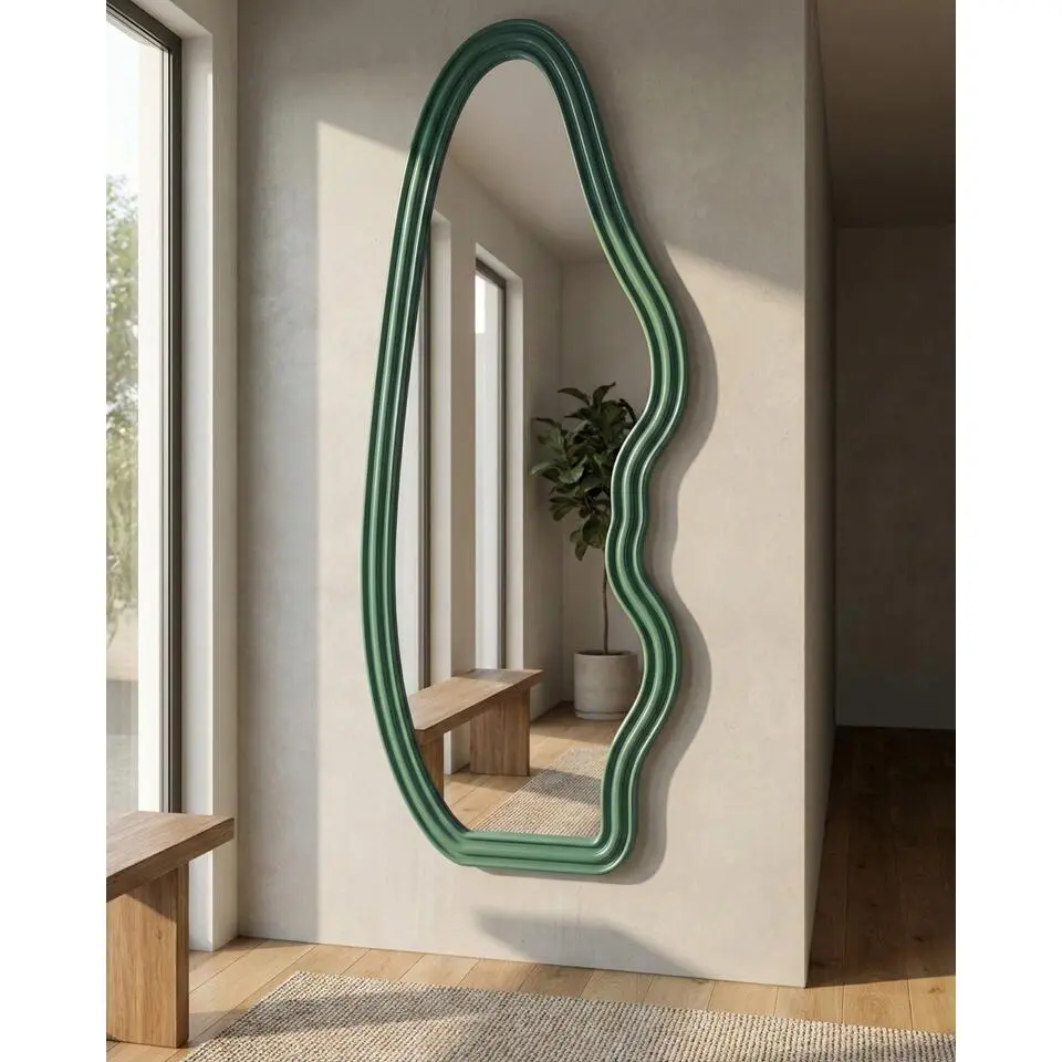 ROCLES - Wandspiegel - Donkergroen - Hout