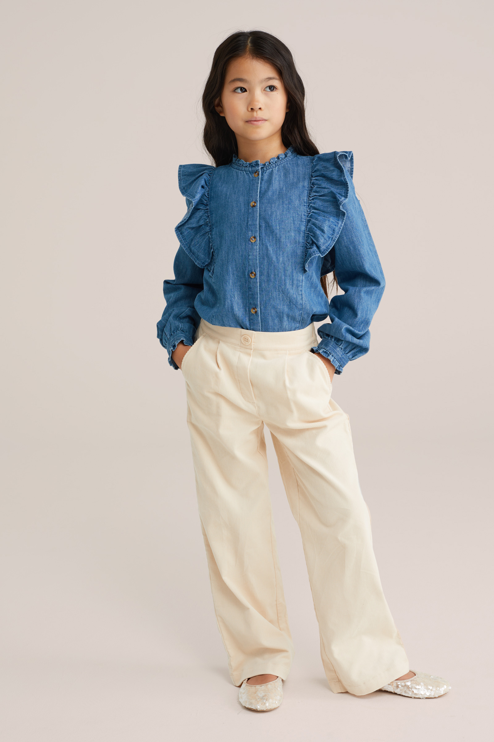 Meisjes denim blouse