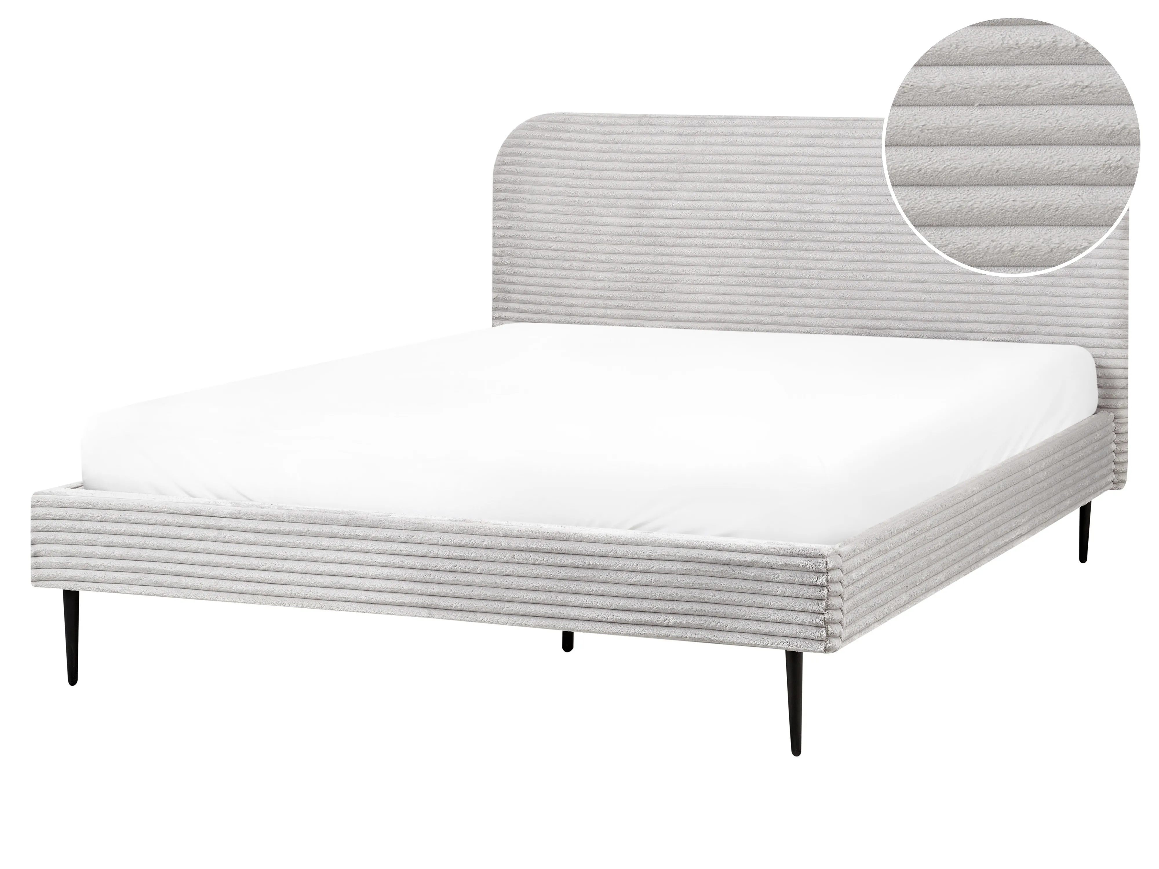 Bed Corduroy FLAYAT 140 x 200 cm (EU Double) Light Grey