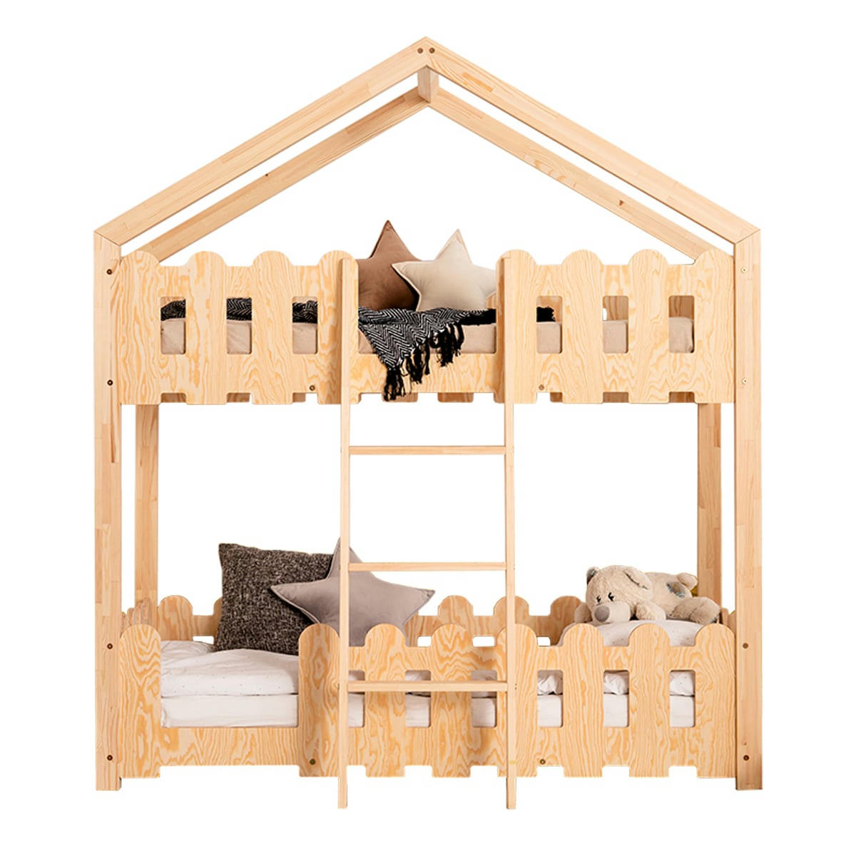 ALIZÉE - Lit cabane superposé 70x140 sommier inclus naturel