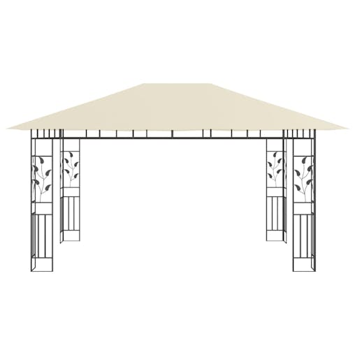 NNEVL Gazebo with Mosquito Net 4x3x2.73 m Cream 180 g/m&sup2;