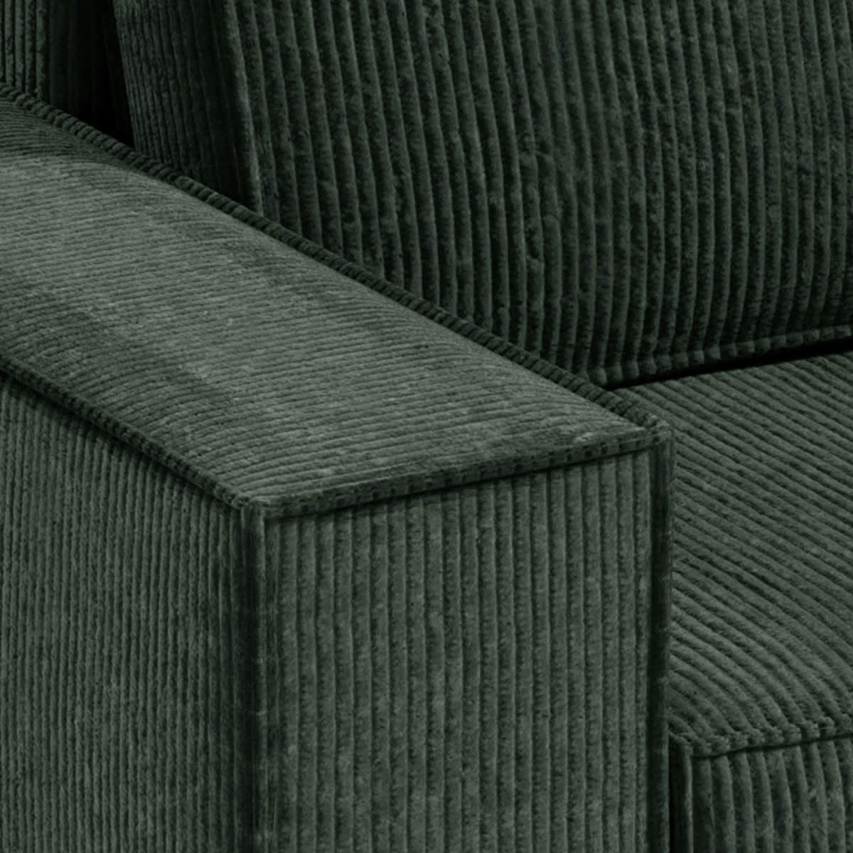 - Canapé d'angle 3 places velours côtelé vert