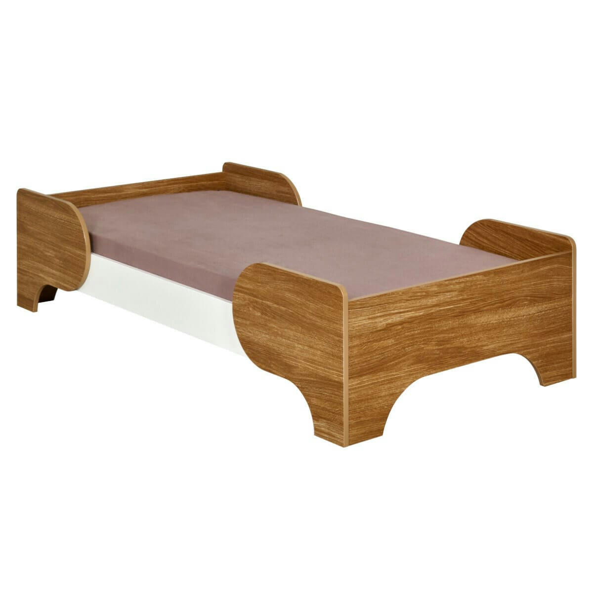 PANGO - Lit enfant 70x140 cm effet bois blanc et bois