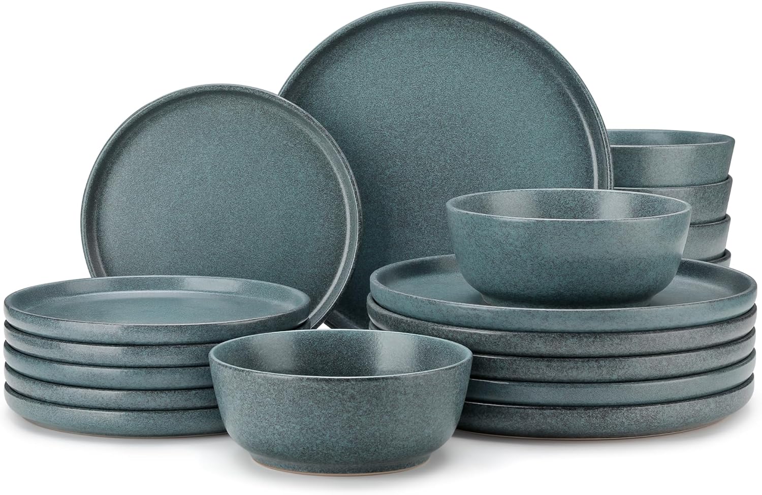vancasso Plates and Bowls Sets, 18 Pieces Modern Ceramic Dinnerware Set for 6, Dish Set for Kitchen, Dinner Set Stoneware Dishware Set Microwave and Dishwasher Safe, Blue, Series ZERMATT