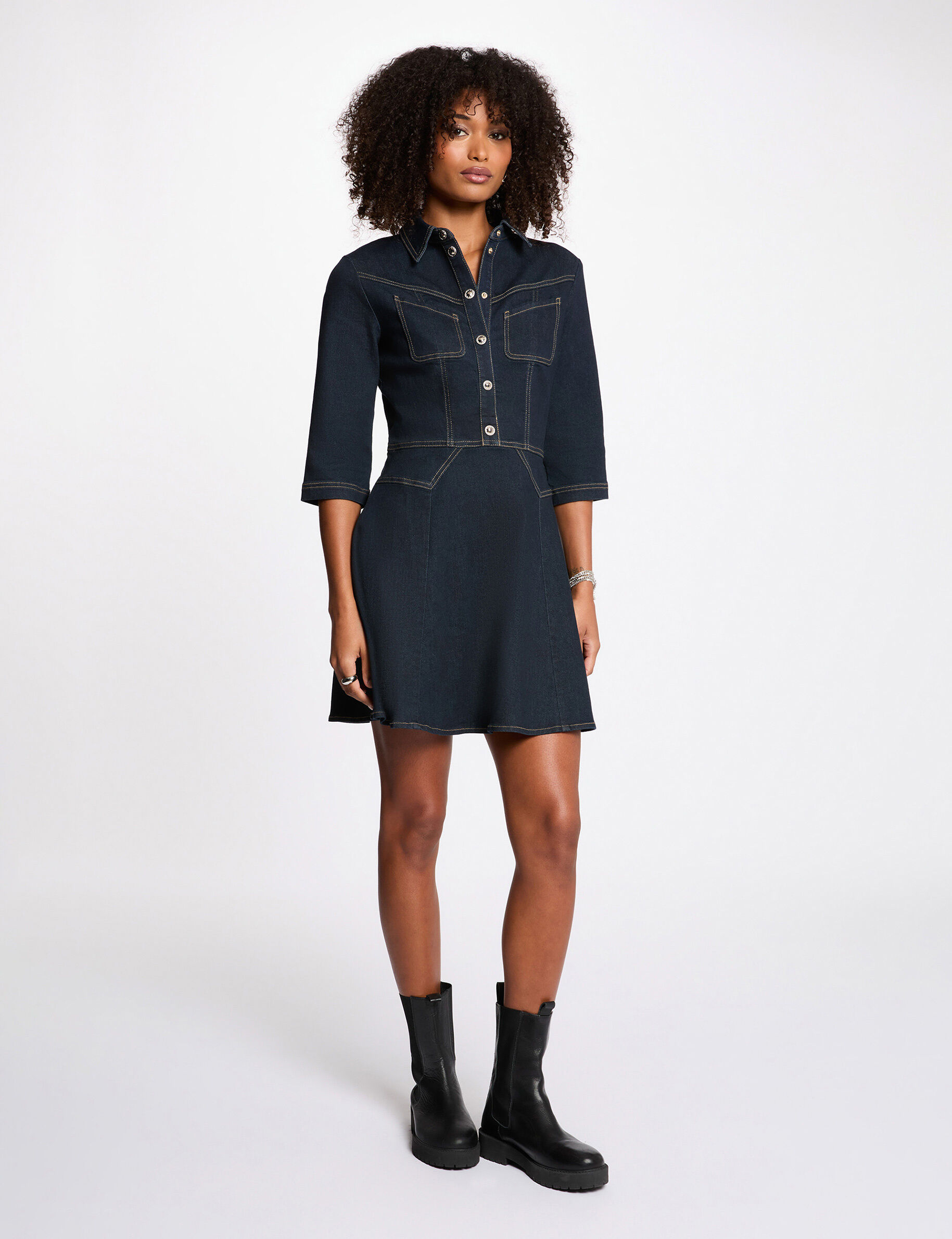 Short Denim Dress Raw Denim Women