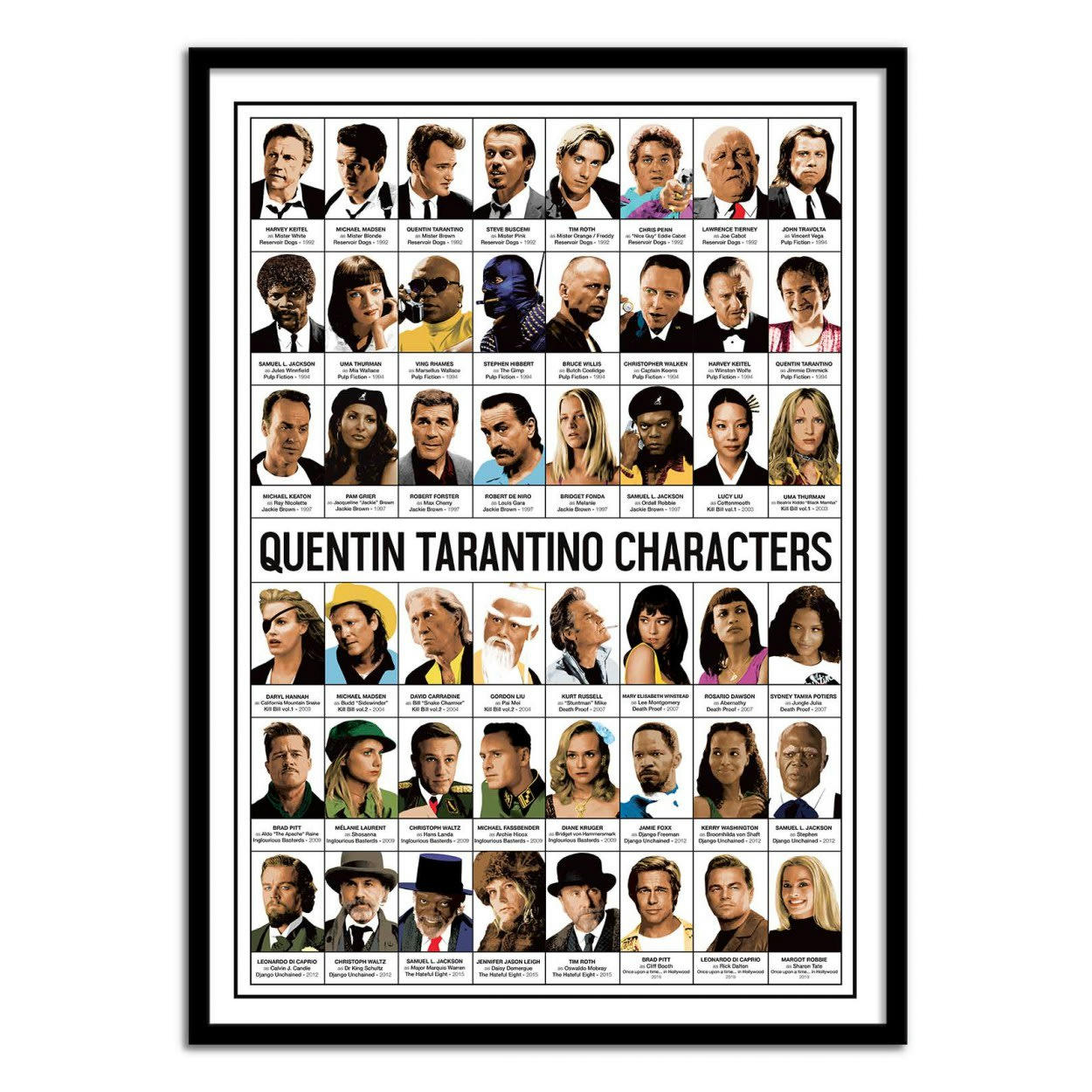OLIVIER BOURDEREAU - QUENTIN TARANTINO CHARACTERS - Affiche d'art 50 x 70 cm
