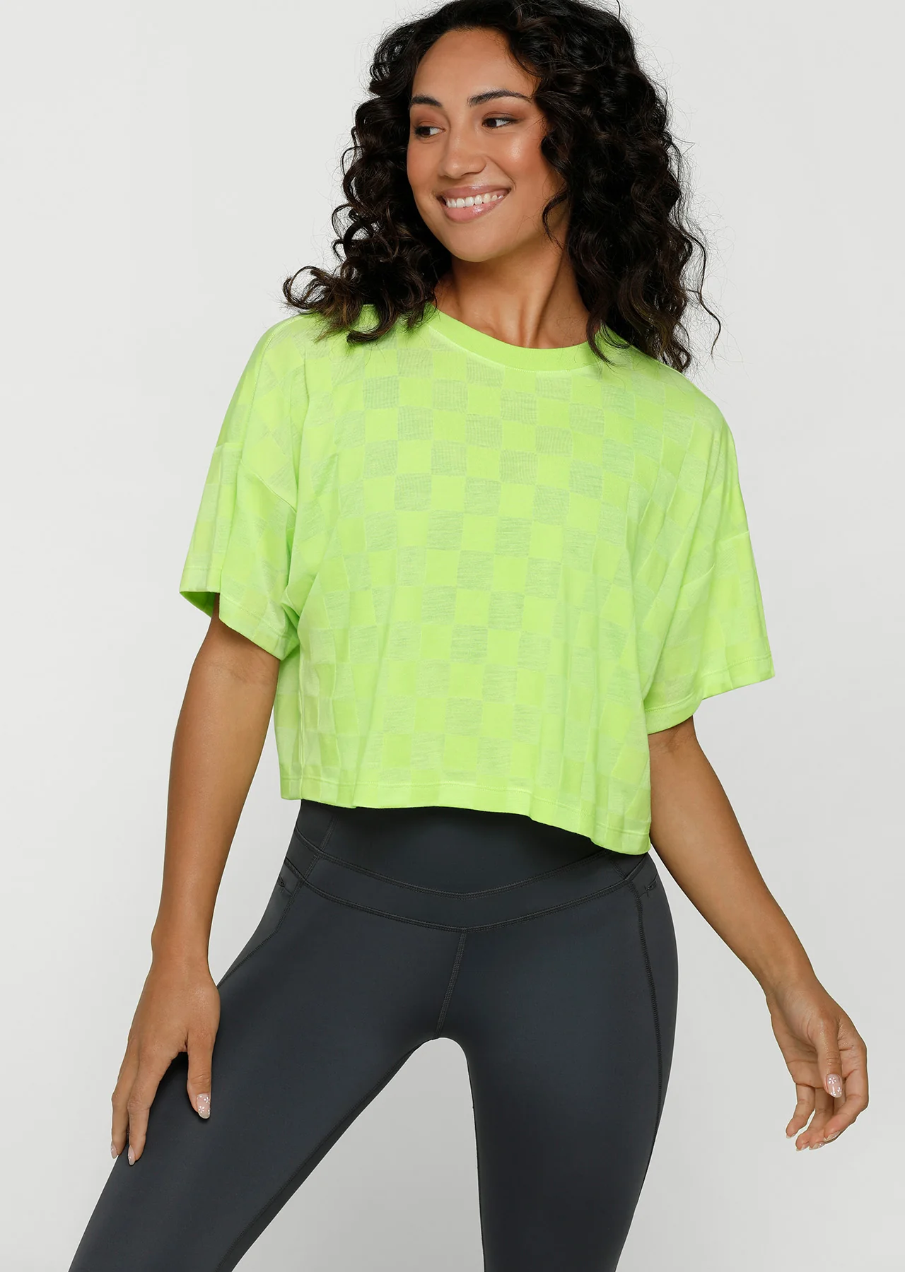 Checkerboard Burnout Cropped Tee