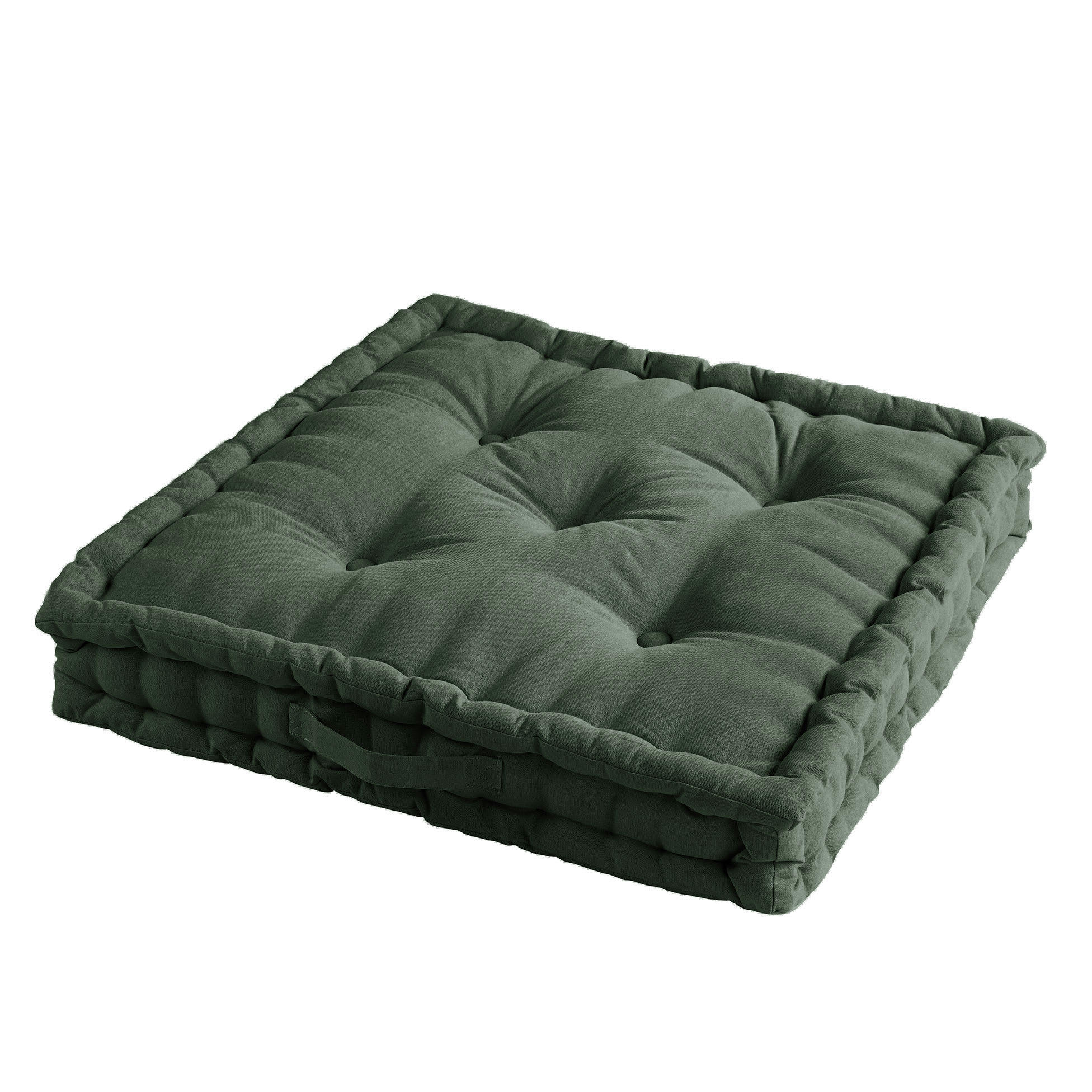 - Coussin de sol uni coton kaki 45x45