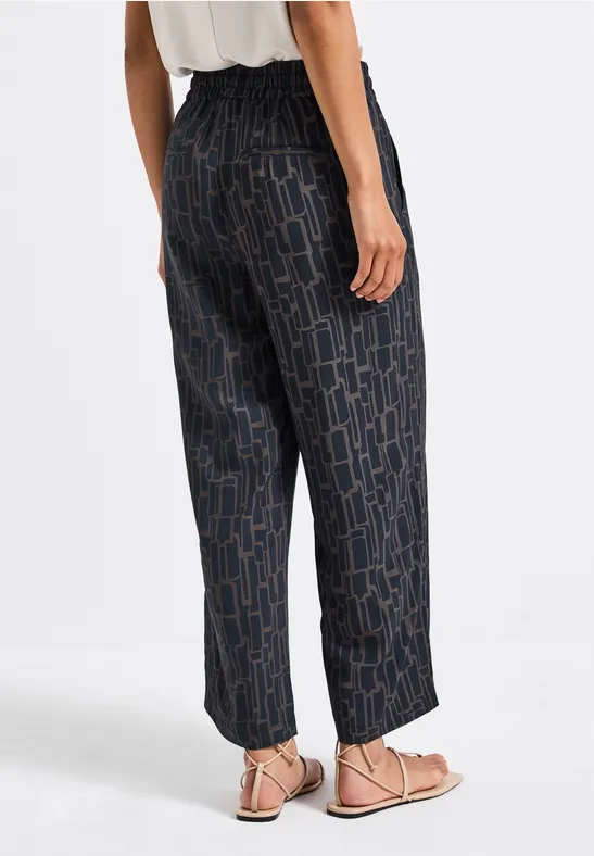 Gemusterte 7/8 Wide Leg Hose