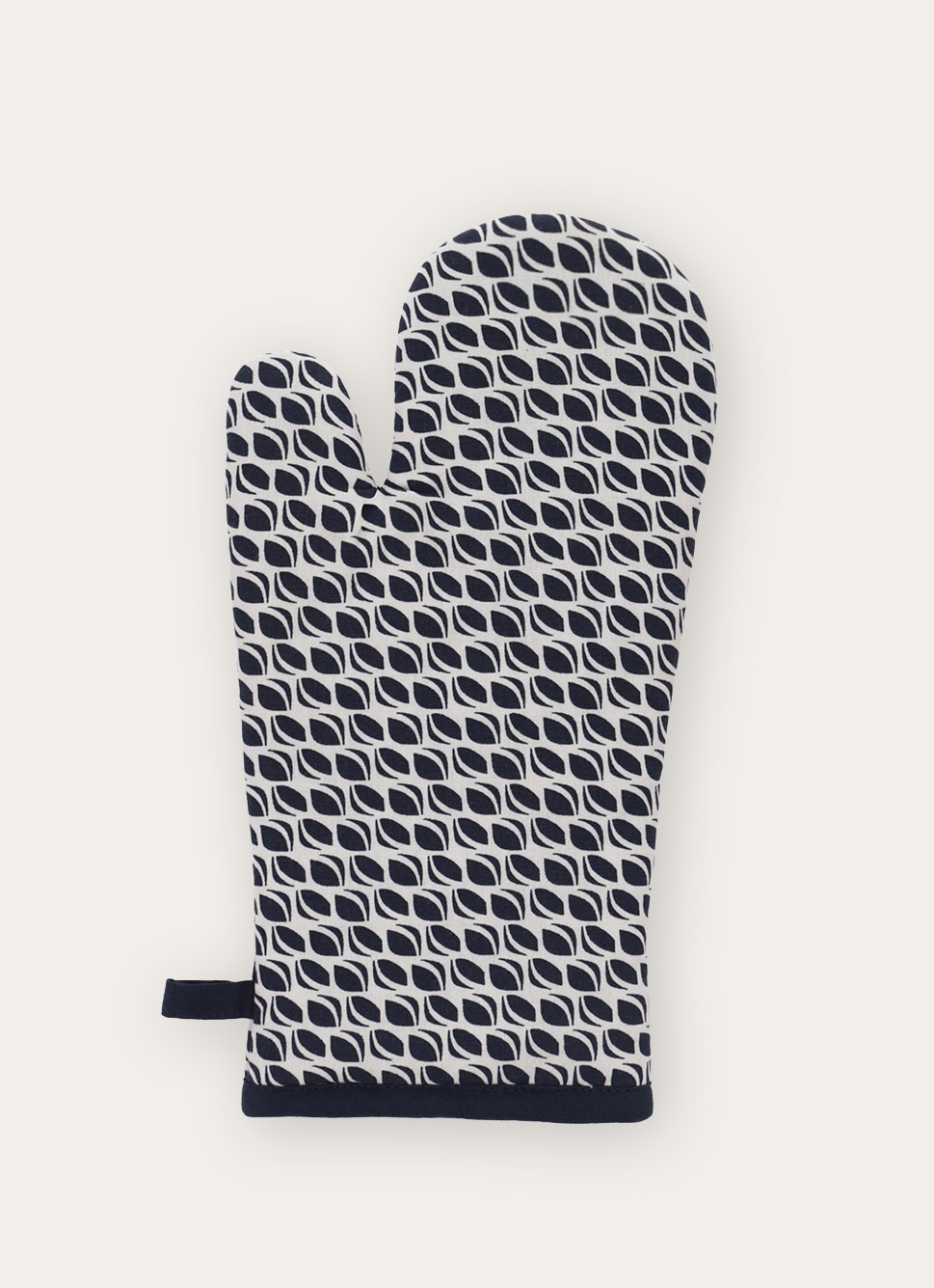 GANT DE CUISINE EN COTON IMPRIMÉ BLANC/MARINE