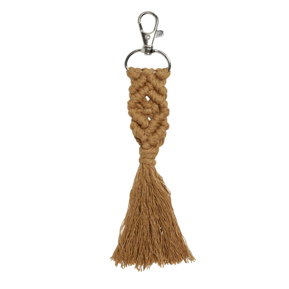 Porte clé pompon macramé avec mousqueton - 3 coloris
