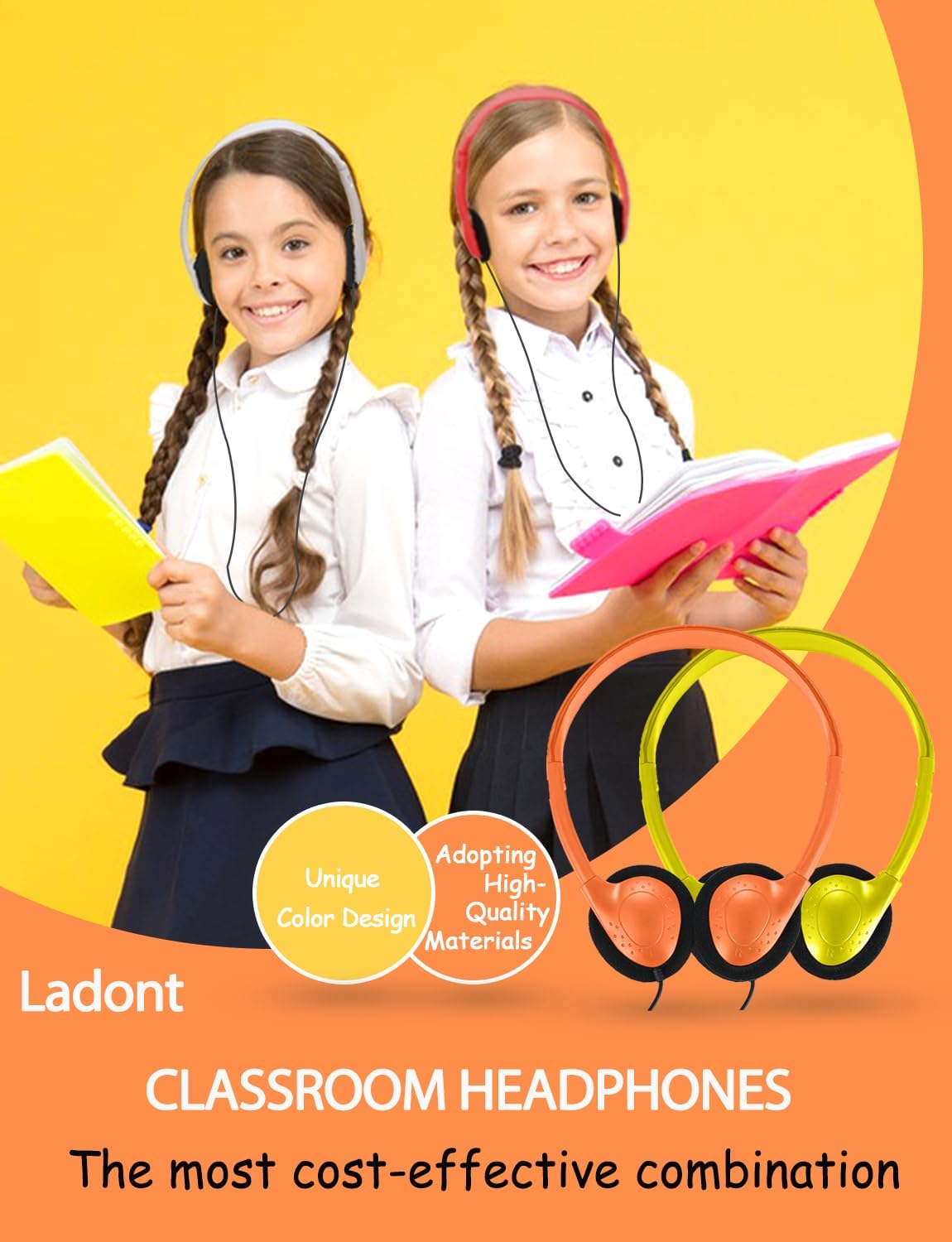 50 Pack Bulk Classroom Headphones for Kids Students School, Multi Color Wired Headphones for Children Teens Boy Girl, 3.5mm Jack for Chromebook Laptop PC