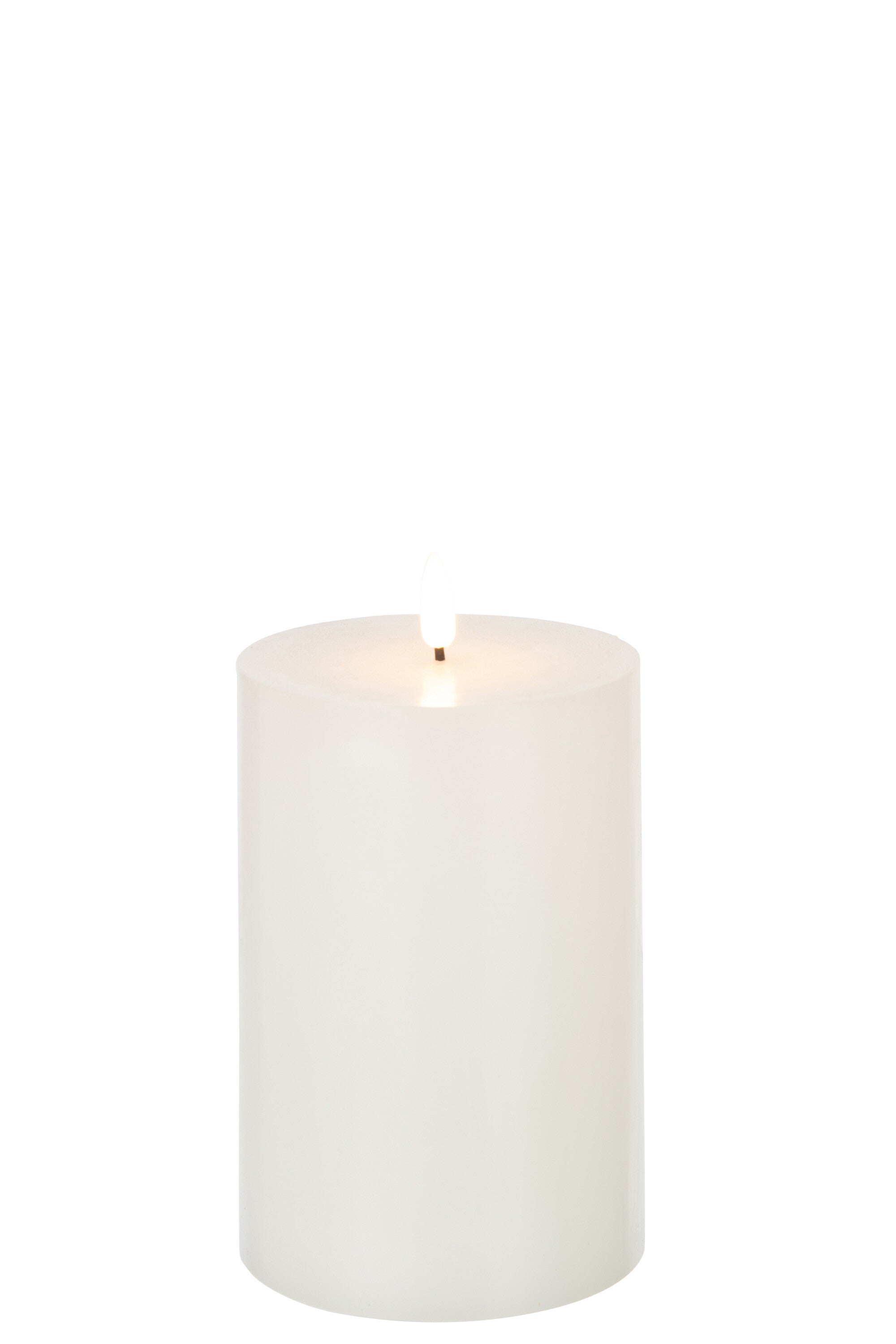 J-Line cilinderkaars - wit - medium - LED lichtjes