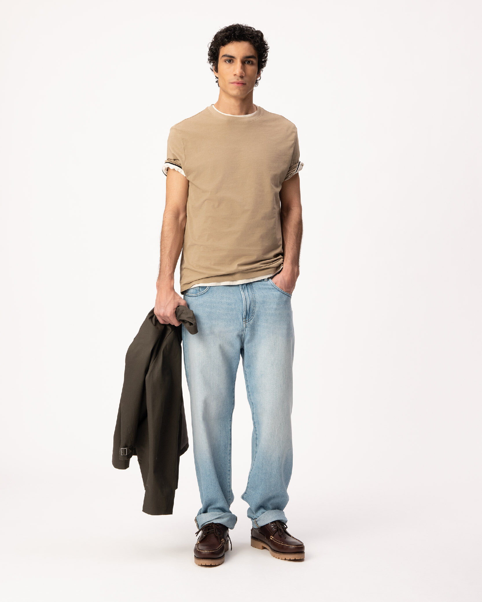 T-shirt col rond bleu ciel coton bio Homme