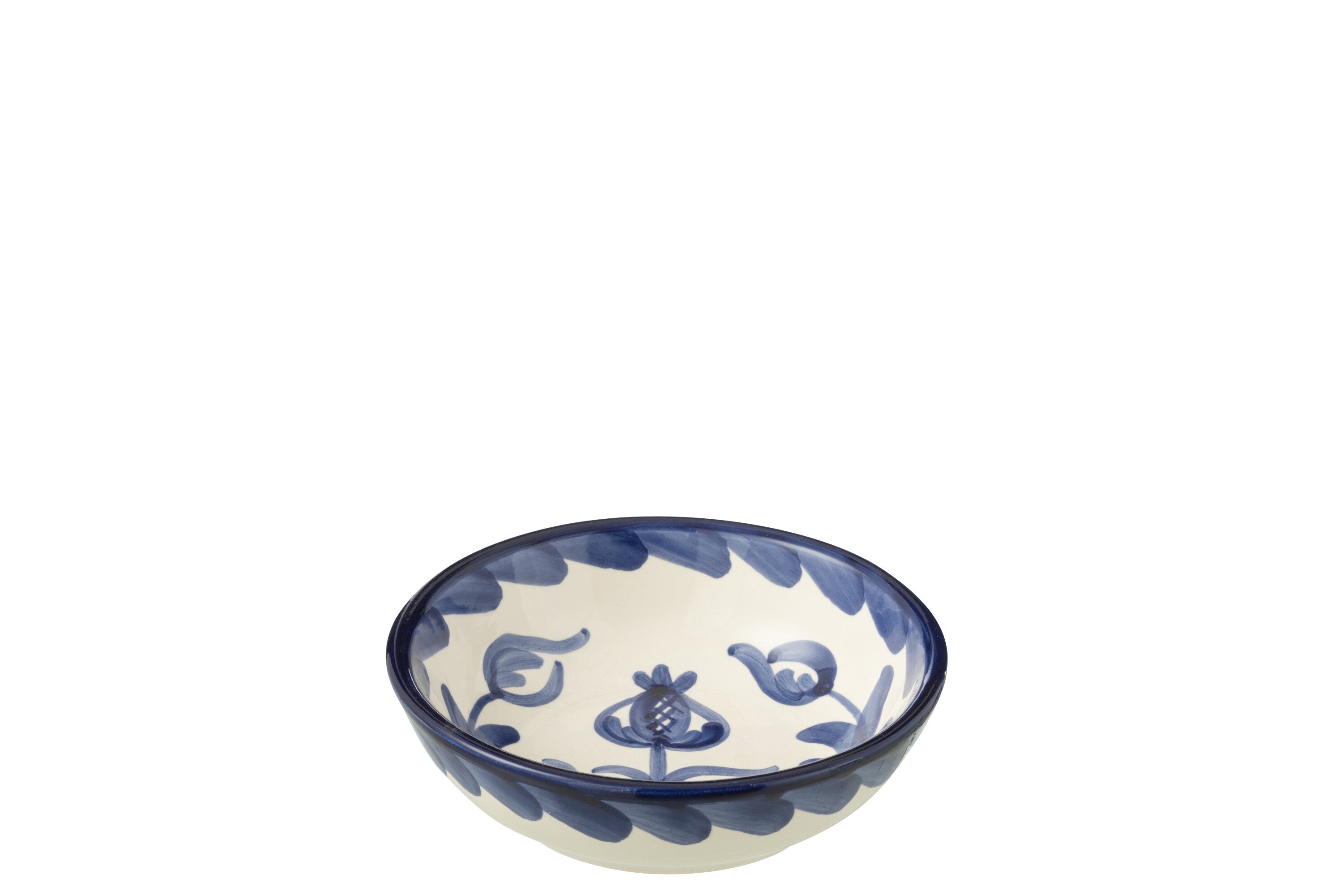 J-Line kom Granada Low - keramiek - wit/blauw - small - Ø 14 cm