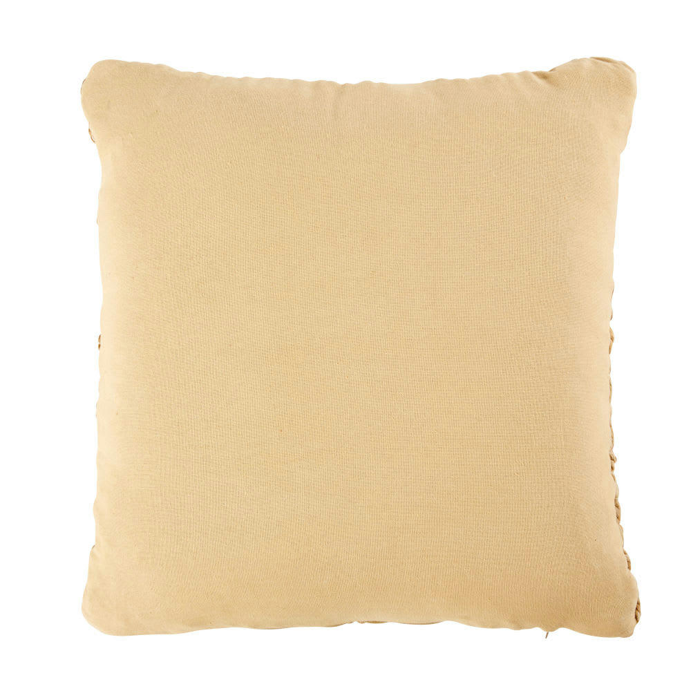 SOLAIRE - Coussin tissé en jute et coton beiges 45x45