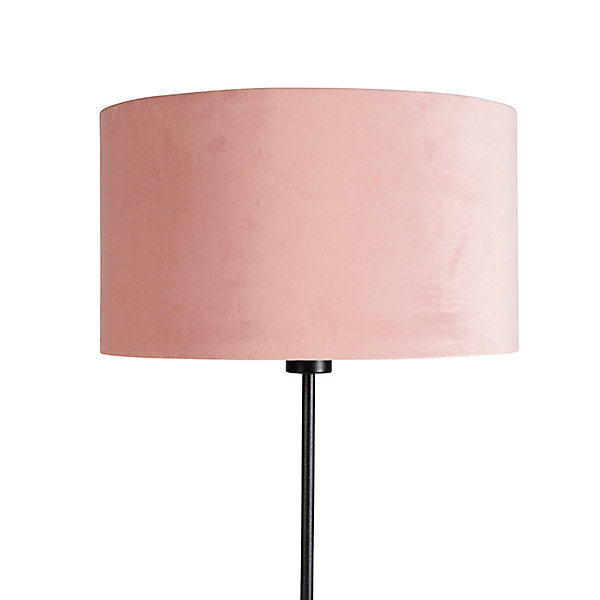 Lampadaire noir avec abat-jour en velours rose et or 35 cm - Parte