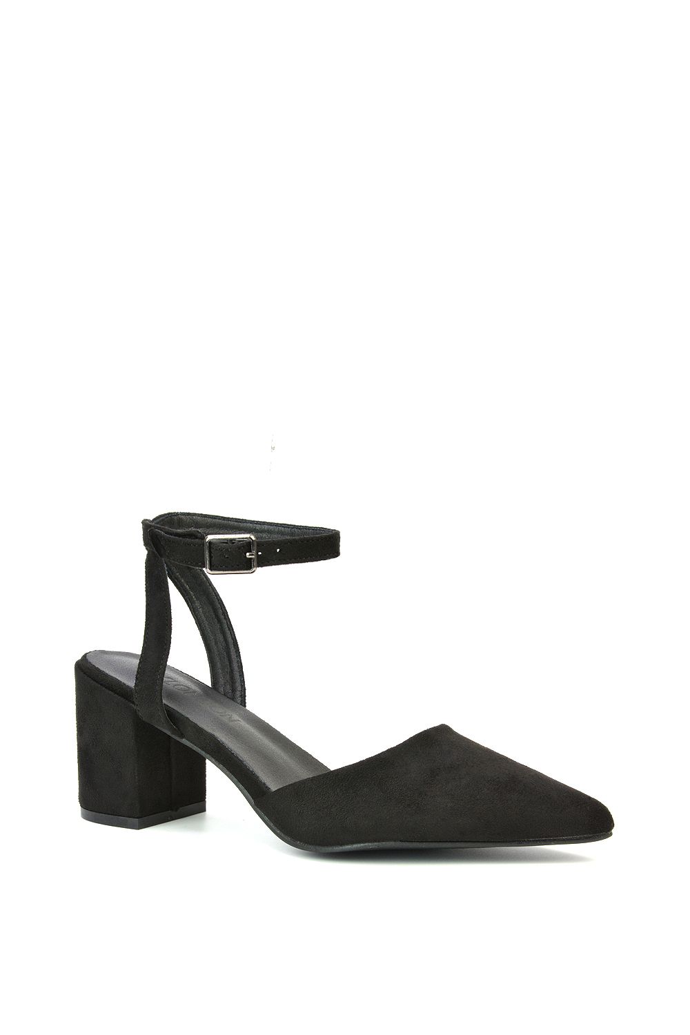 XY London Ronnie' Strappy Pointed Toe Mid Block Heel Sandals With Ankle Strap