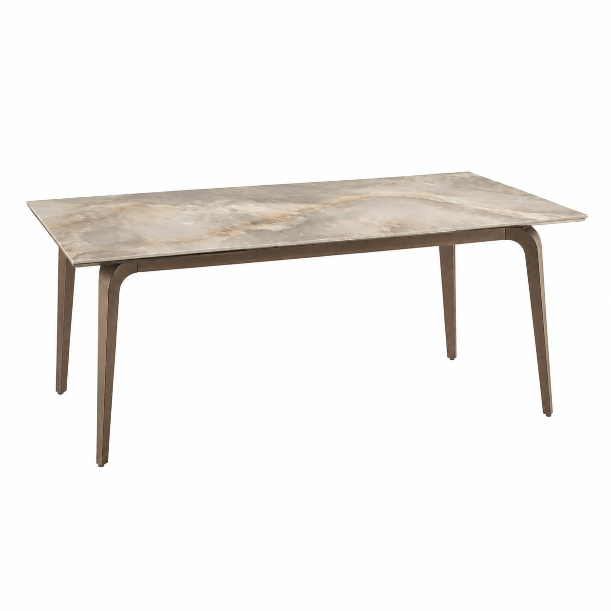 Table extensible céramique effet onyx pieds bronze 160-240 cm LORA