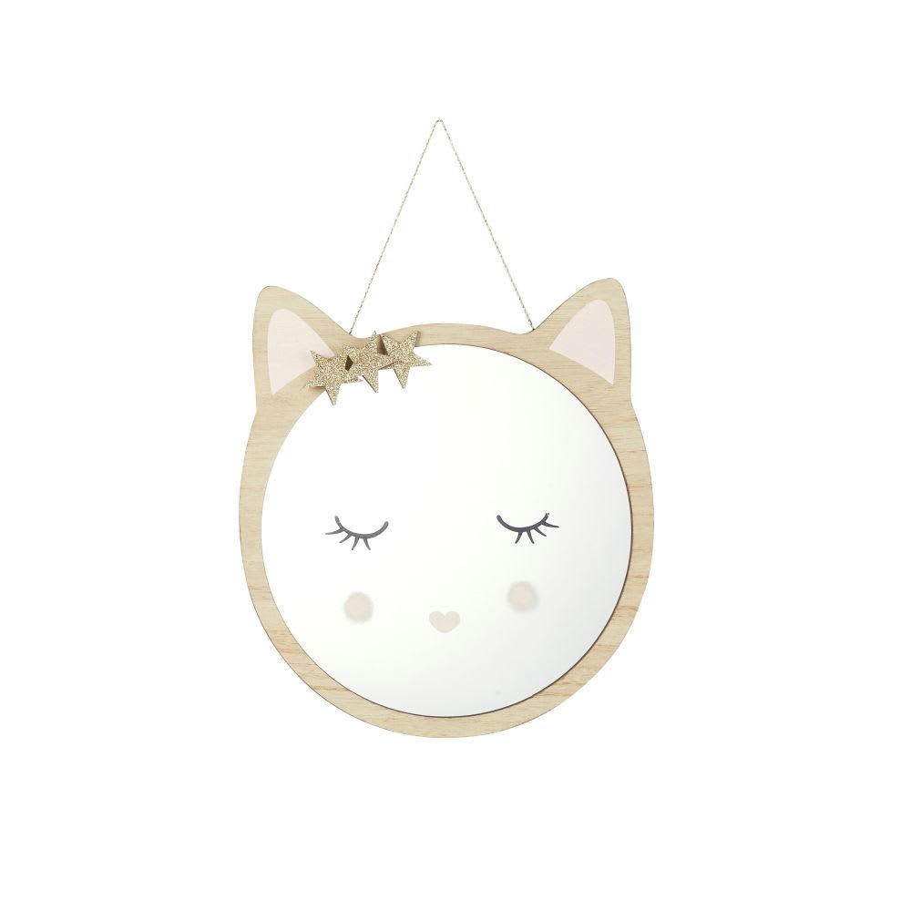 LILA - Miroir chat rose et doré H29