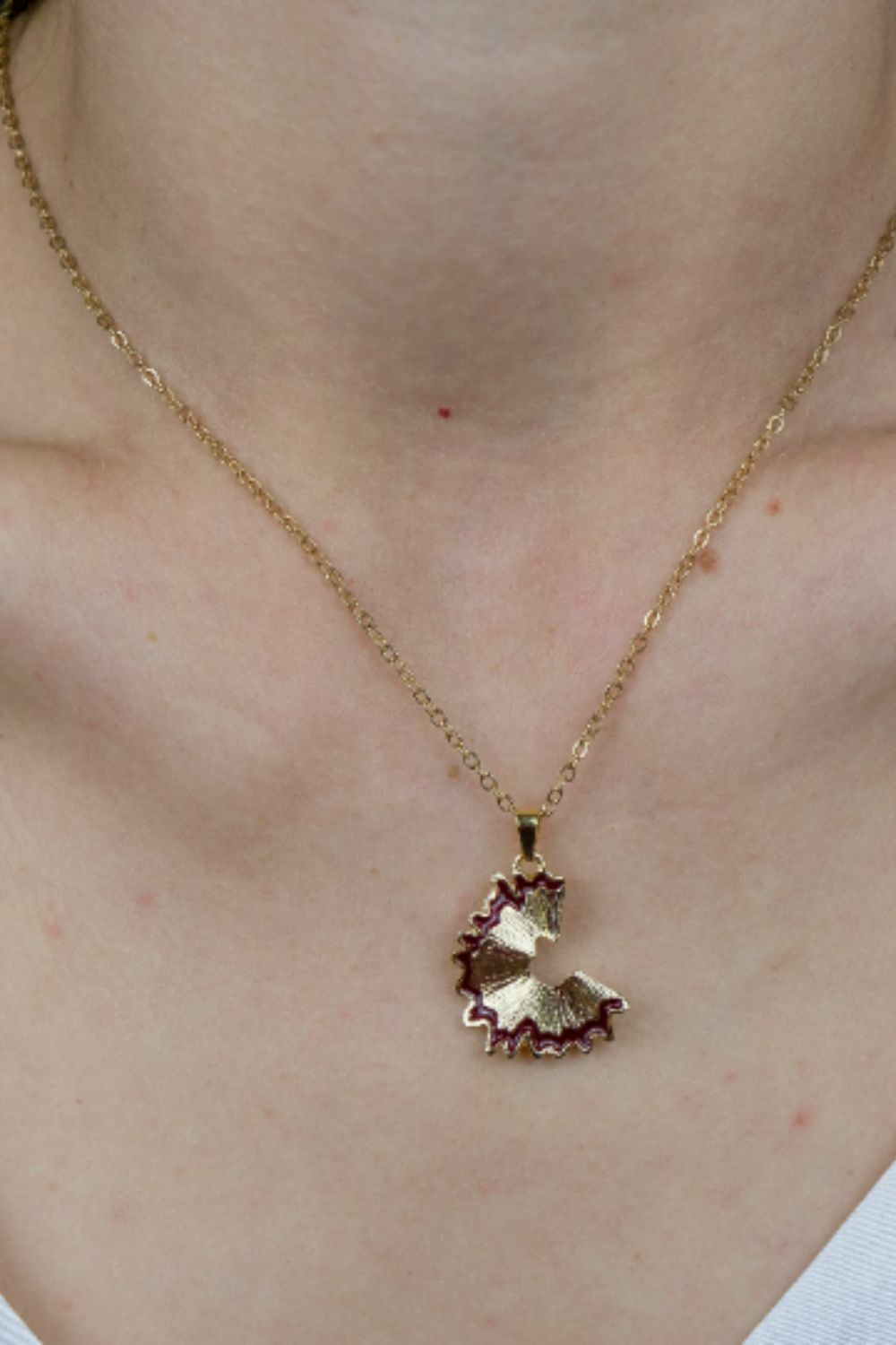 The Colourful Aura Orange Pencil Peel Shavings Minimalist Teacher School Pendant Necklace