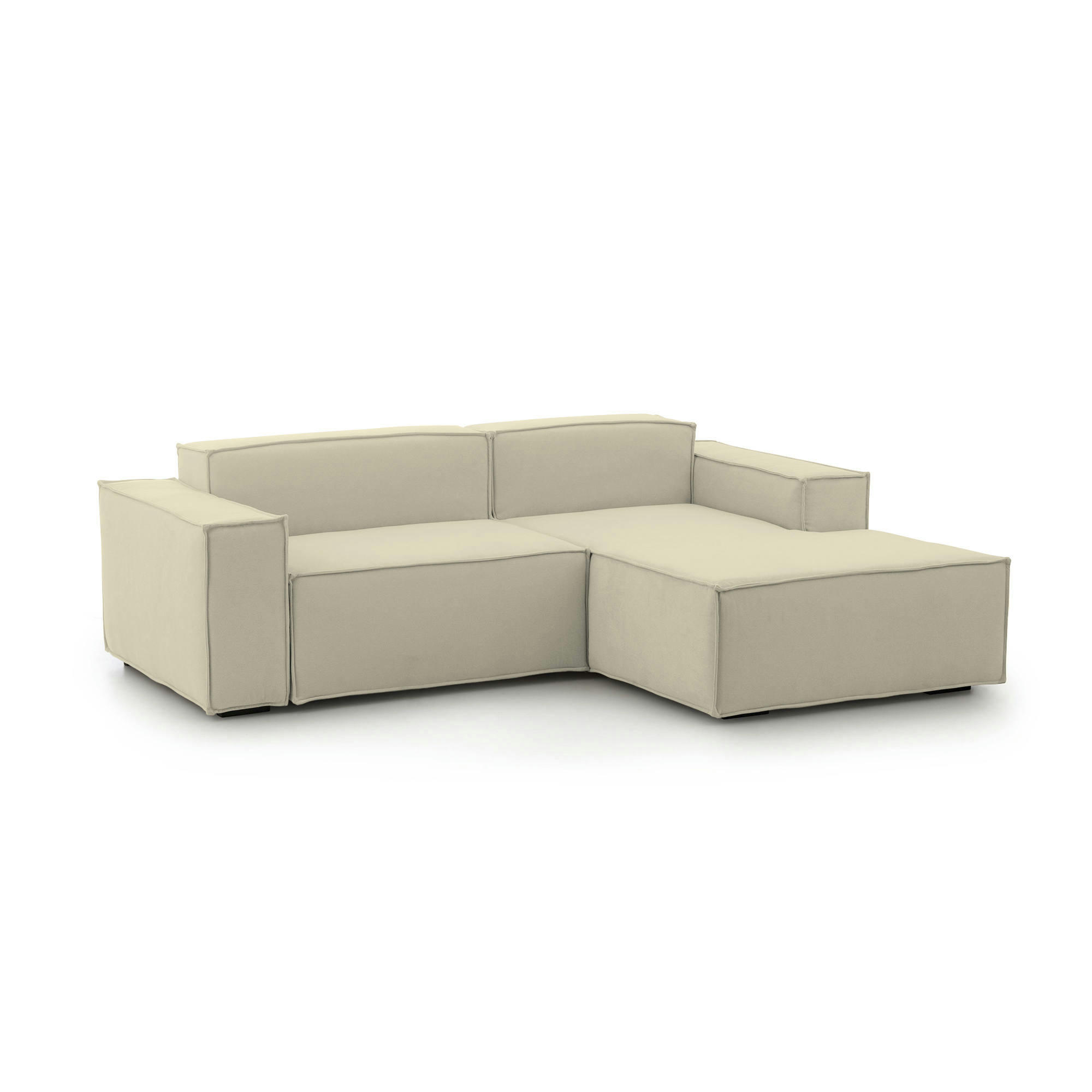 DLORENZ - Canapé d'angle 2 places en tissu beige