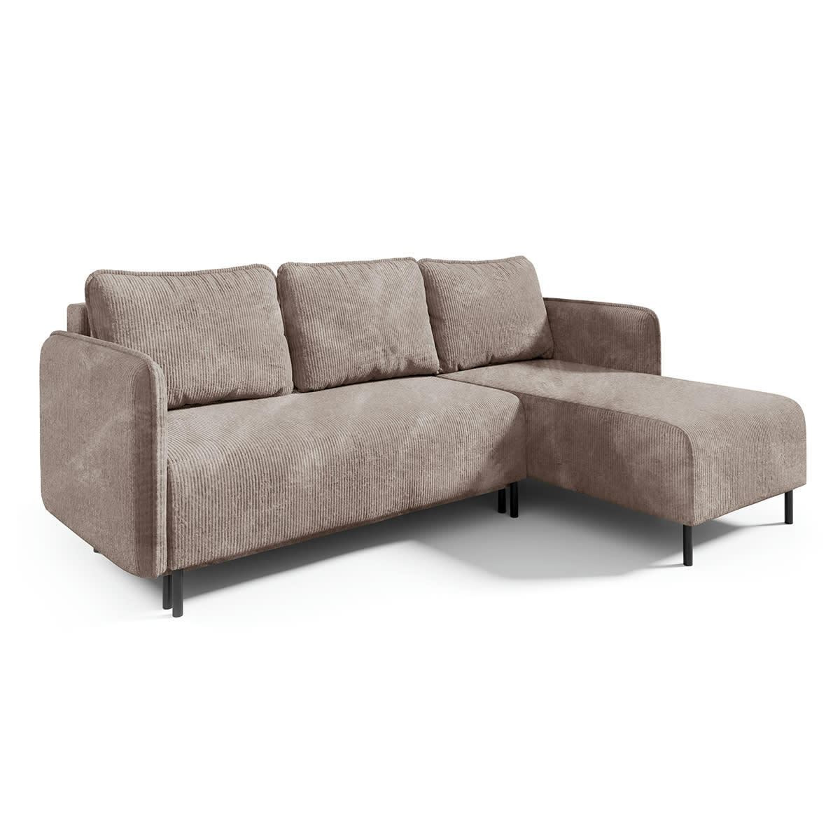 - Canapé d'angle 3 places velours côtelé taupe