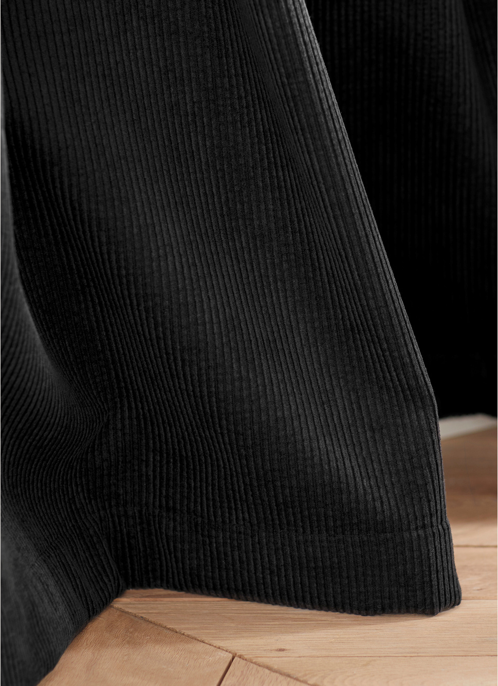 RIDEAU TAMISANT UNI EN VELOURS CÔTELÉ NOIR