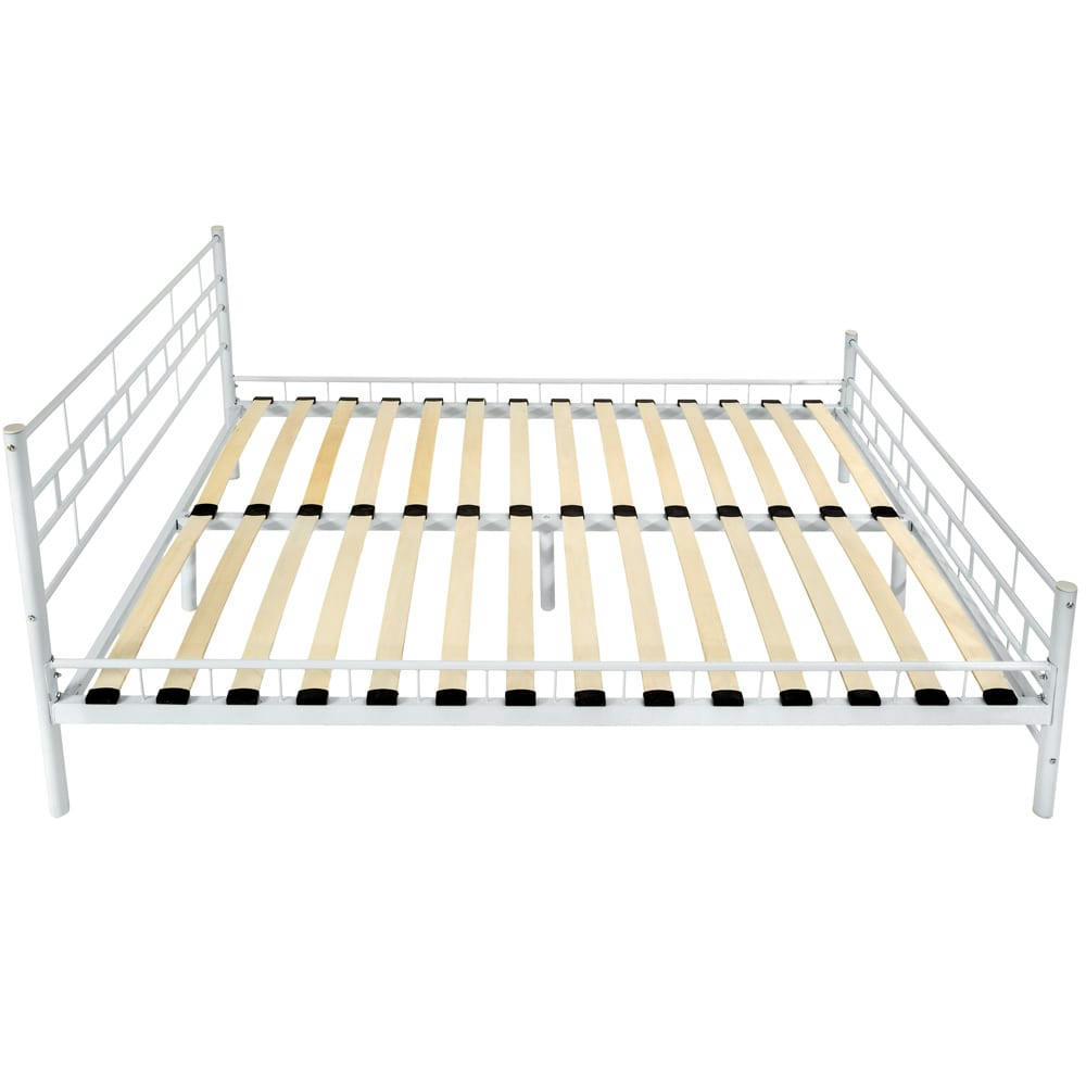 - Lit design moderne avec sommier avec Cadre en Acier solide blanc