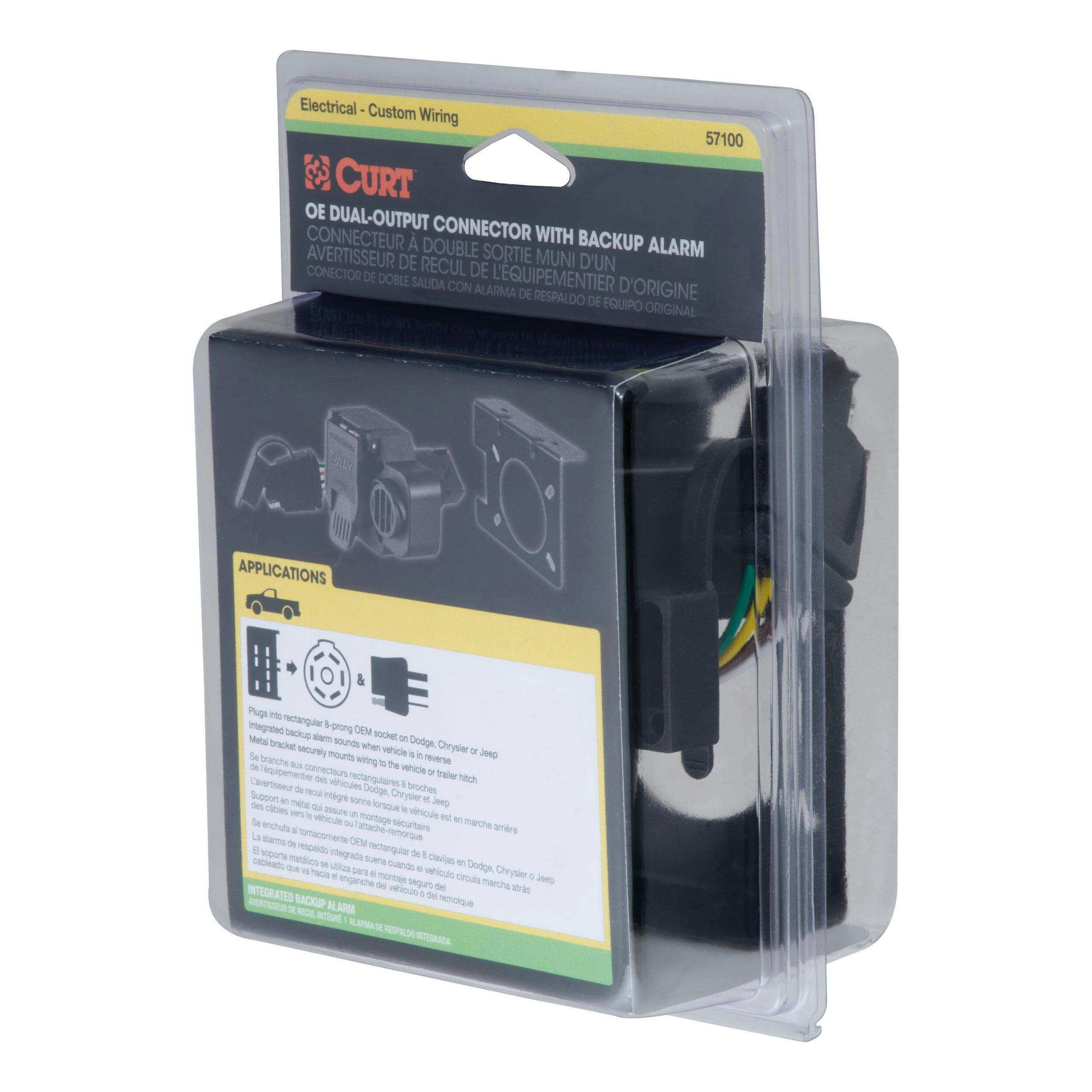 CURT 7 Dual-Output & 4-Way Connector with Backup Alarm